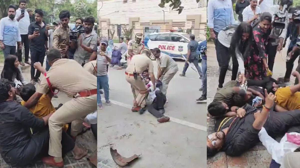एक्टर अल्लू अर्जुन के आवास पर फेंके गए टमाटर, गुस्साए लोगों ने जमकर की नारेबाजी; मची अफरा-तफरी अल्लू अर्जुन के आवास के बाहर किया प्रदर्शन।- India TV Hindi