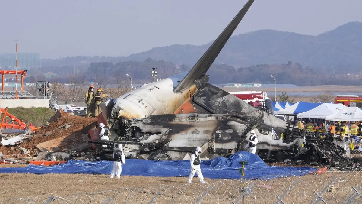South Korea Plane Crash: विमान हादसे में सिर्फ 2 लोग ही बच सके जिंदा, 179 लोगों की हुई मौत दक्षिण कोरिया में क्षतिग्रस्त हुआ विमान। - India TV Hindi