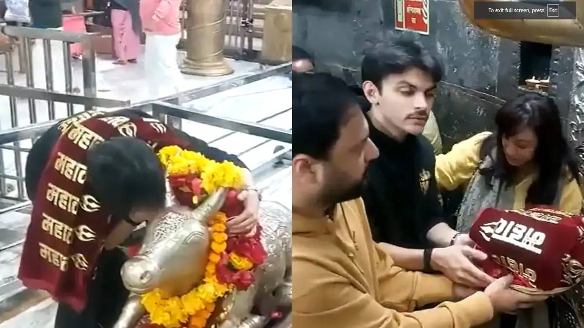 स्काई फोर्स की रिलीज से पहले महाकाल की शरण में वीर पहाड़िया, नंदी के कान में मांगी मनौती