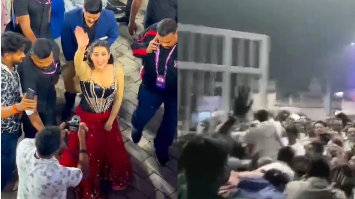 VIDEO: सारा अली खान को देखने पहुंचे फैंस हुए बेकाबू, स्टेडियम के गेट तोड़े; 3 घायल – India TV Hindi