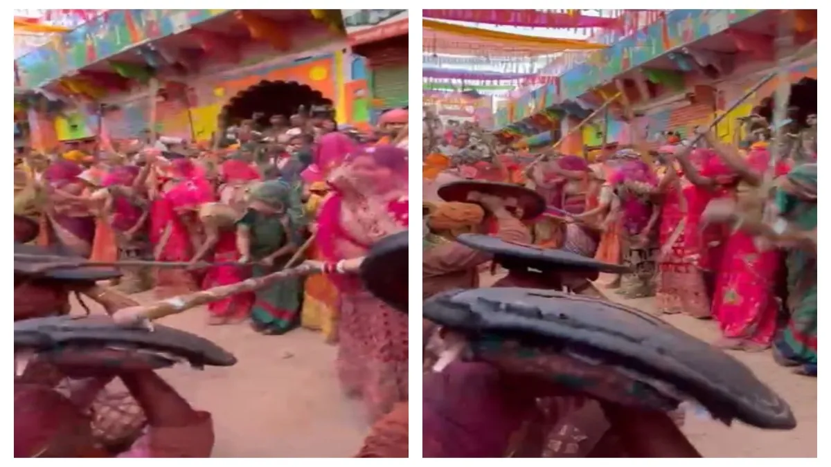 होली: बरसाने की गोपियों ने नन्दगांव के हुरियारों पर खूब बरसाए लट्ठ, देखें शानदार वीडियो बरसाने की होली- India TV Hindi