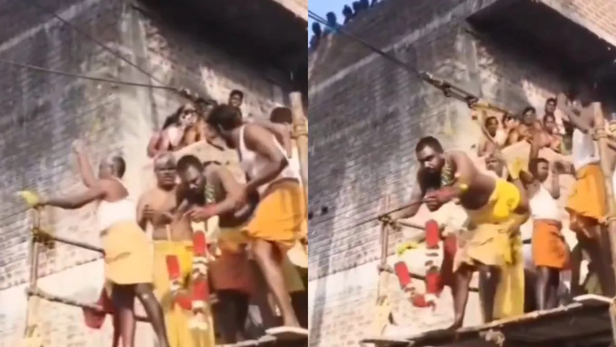 अरे पुजारी जी के साथ ये क्या हो गया, एक बार आप भी देखिए वायरल Video वायरल वीडियो का स्क्रीनशॉट- India TV Hindi