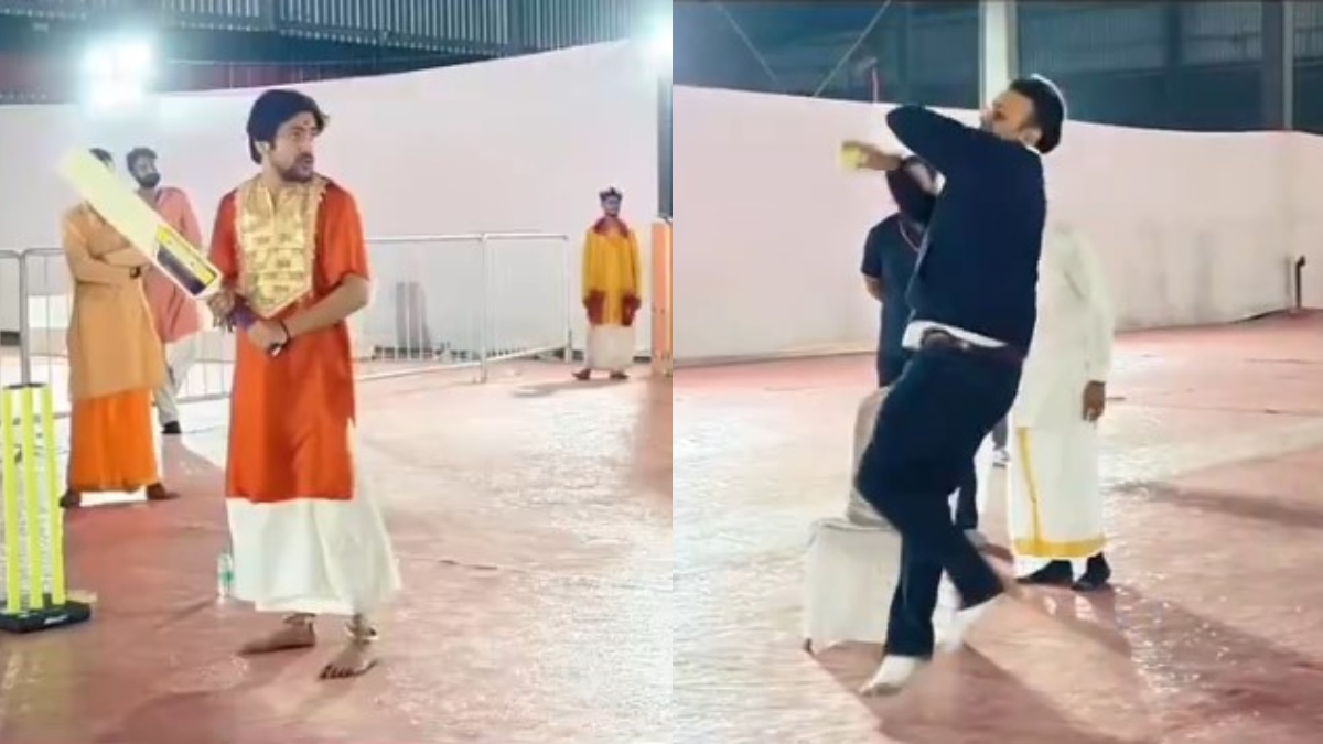 बाबा बागेश्वर ने वीरेंद्र सहवाग के साथ खेला क्रिकेट, जमकर लगे छक्के-चौके, देखें Video