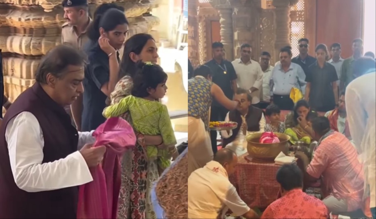 द्वारकाधीश के दर्शन करने पहुंचे मुकेश अंबानी, बच्चों संग आकाश और श्लोका भी आए नजर