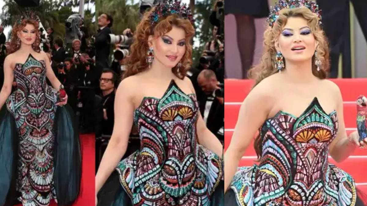 Cannes 2025: अतरंगी लुक में पहुंचीं उर्वशी रौतेला, सिर पर सजाया ताज
