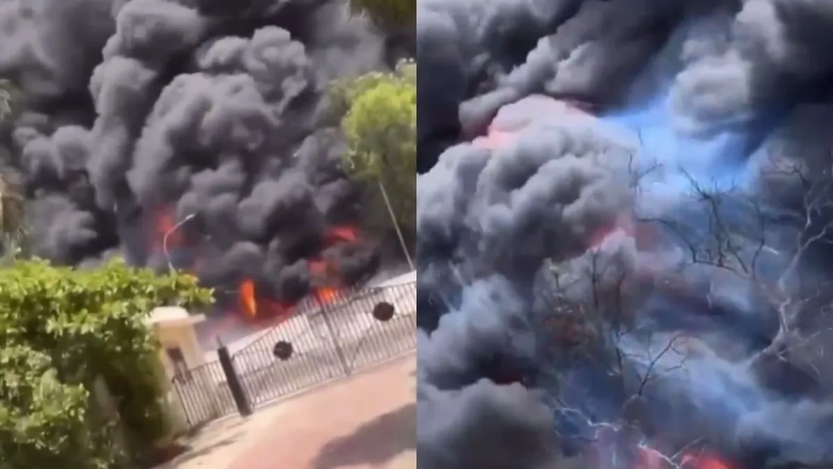  प्लेन के मलबे से उठती आग की लपटें- India TV Hindi