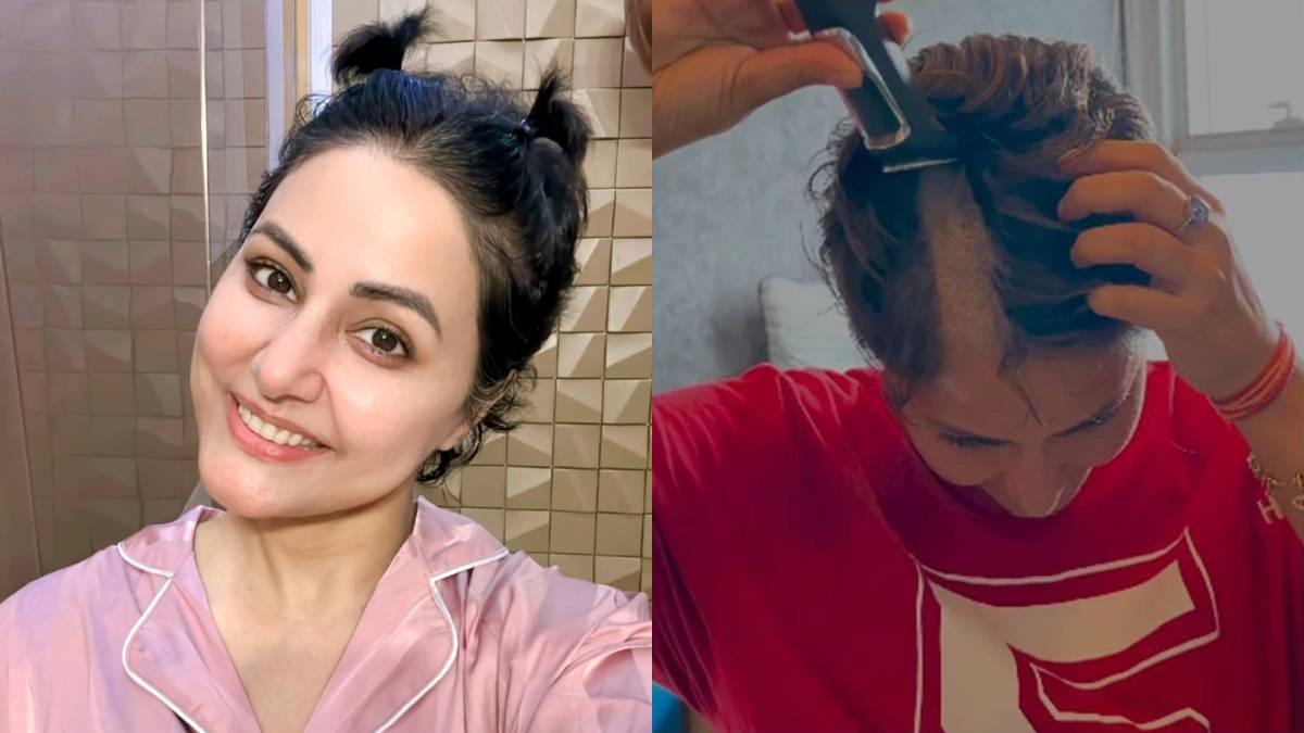 कैंसर से जूझ रही हिना खान के डेढ़ साल बाद बढ़े बाल, खुद शेव किया था सिर