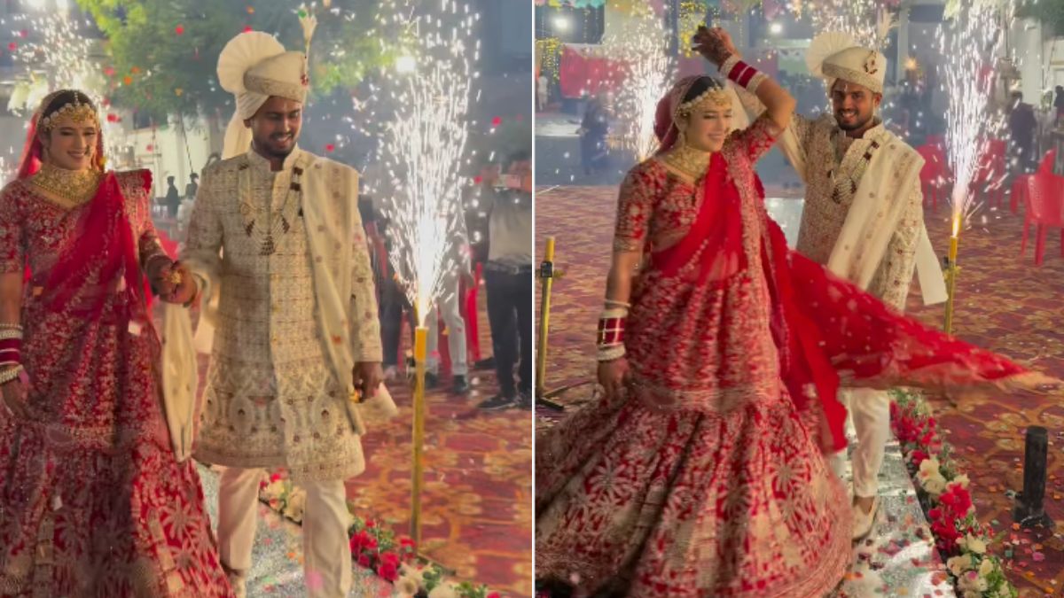 बारिश के बीच हुई दूल्हा-दुल्हन की एन्ट्री, Video देख लोग बोले- महादेव बरसा रहे अपनी कृपा