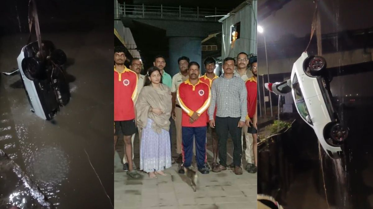 नवी मुंबई: गूगल मैप के सहारे कार चला रही थी महिला, खाड़ी में गिरी, सामने आया VIDEO