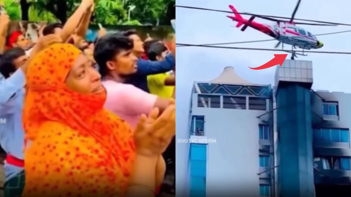 बिल्डिंग में लगी आग के बीच फंसा बेटा, इधर मां ने दुआ के लिए उठाए हाथ और उधर रेस्क्यू के लिए पहुंचा हेलीकॉप्टर