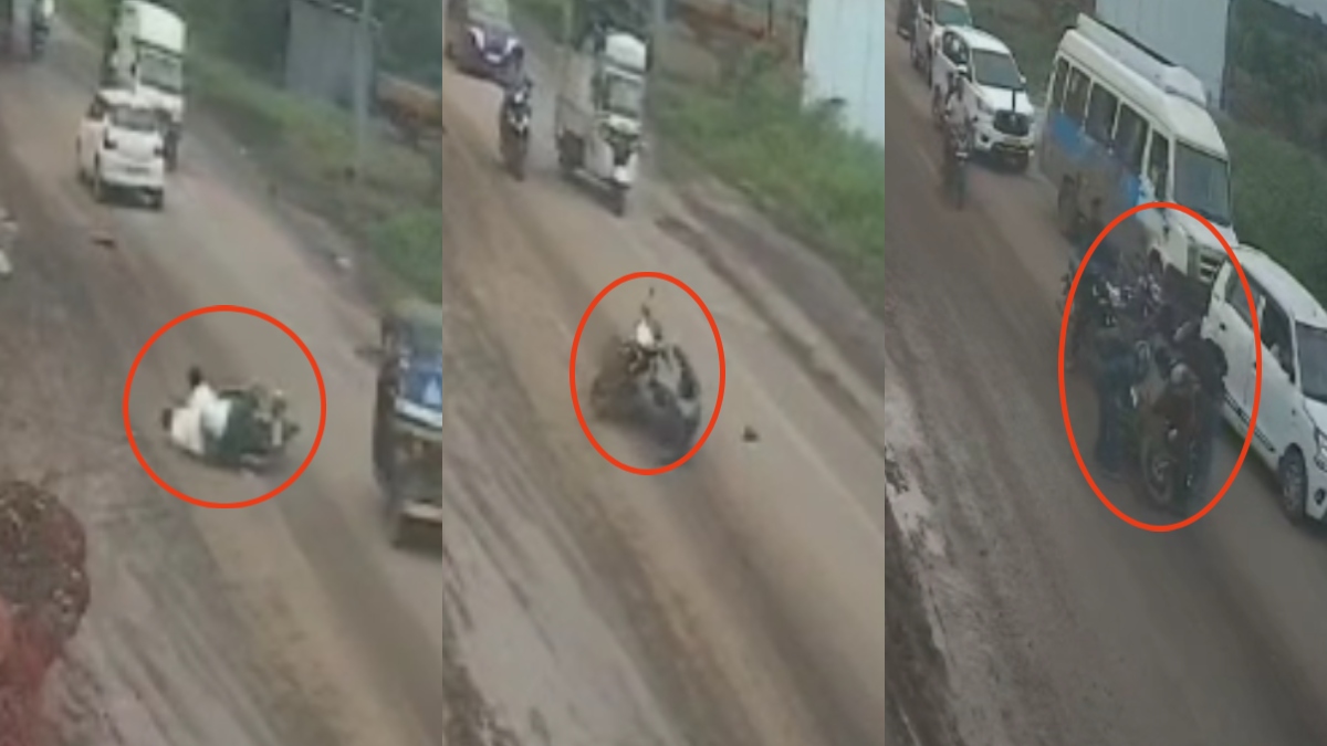 पुणे: 3 घंटे में 10 सड़क हादसे, बार-बार फिसले बाइक सवार, CCTV में कैद हुईं सभी घटनाएं
