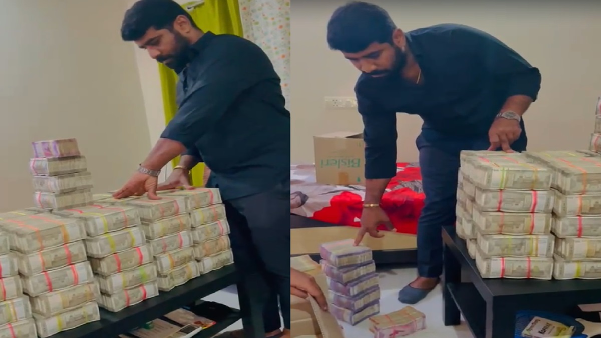 आंध्र प्रदेश: 2000-500 के नोटों की गड्डियों का ढेर, पैसा गिनते दिखे पूर्व MLA के लोग, शराब घोटाले मामले का है VIDEO