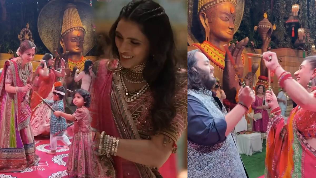 डांडिया नाइट में छाईं अंबानी लेडीज, चटक घागरा-चोली में राधिका-श्लोका ने किया गजब डांस