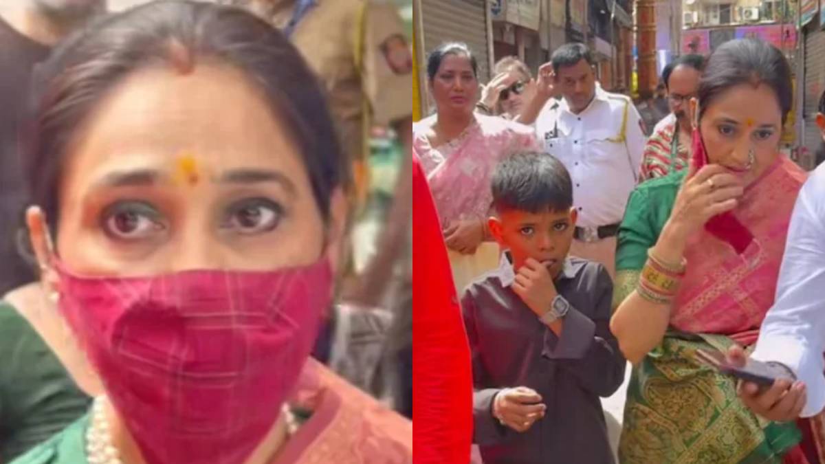 चेहरा छिपा कर भीड़ के बीच से निकलीं दिशा वकानी, किए लालबागचा राजा के दर्शन