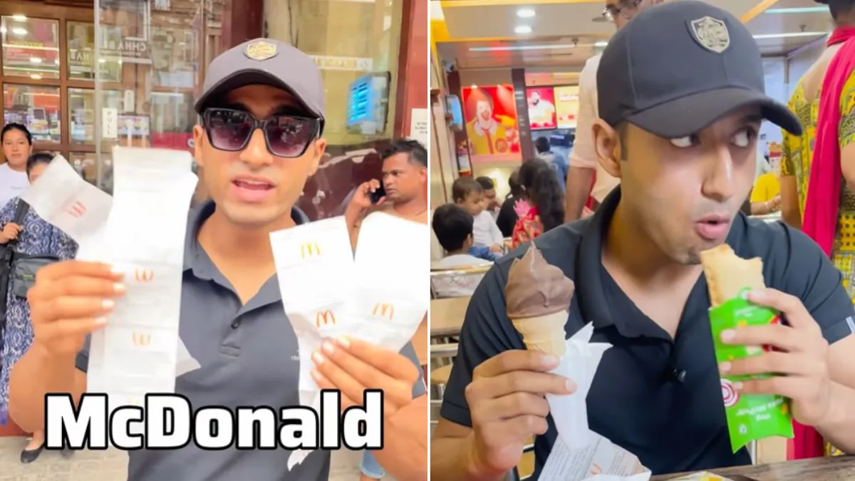 McDonald में नकली बिल दिखाकर बंदे ने 5 बार खाया मुफ्त खाना, Video देख यूजर्स के बीच छिड़ी बहस McDonalds hack trick, McDonalds hack, McDonalds free food, McDonalds free food hack, McDonalds happy- India TV Hindi
