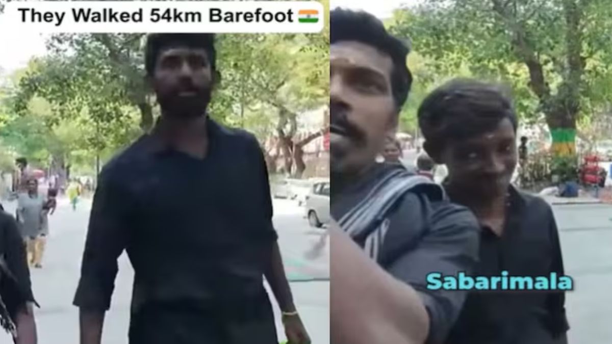 सबरीमाला तीर्थयात्रियों की 54 किलोमीटर की नंगे पांव यात्रा देख दंग रह गया अमेरिकी व्लॉगर, वायरल हो रहा रिएक्शन सबरीमाला तीर्थयात्रियों की 54 किलोमीटर की नंगे पांव यात्रा देख दंग रह गया अमेरिकी व्लॉगर, वायरल हो रहा रिएक्शन