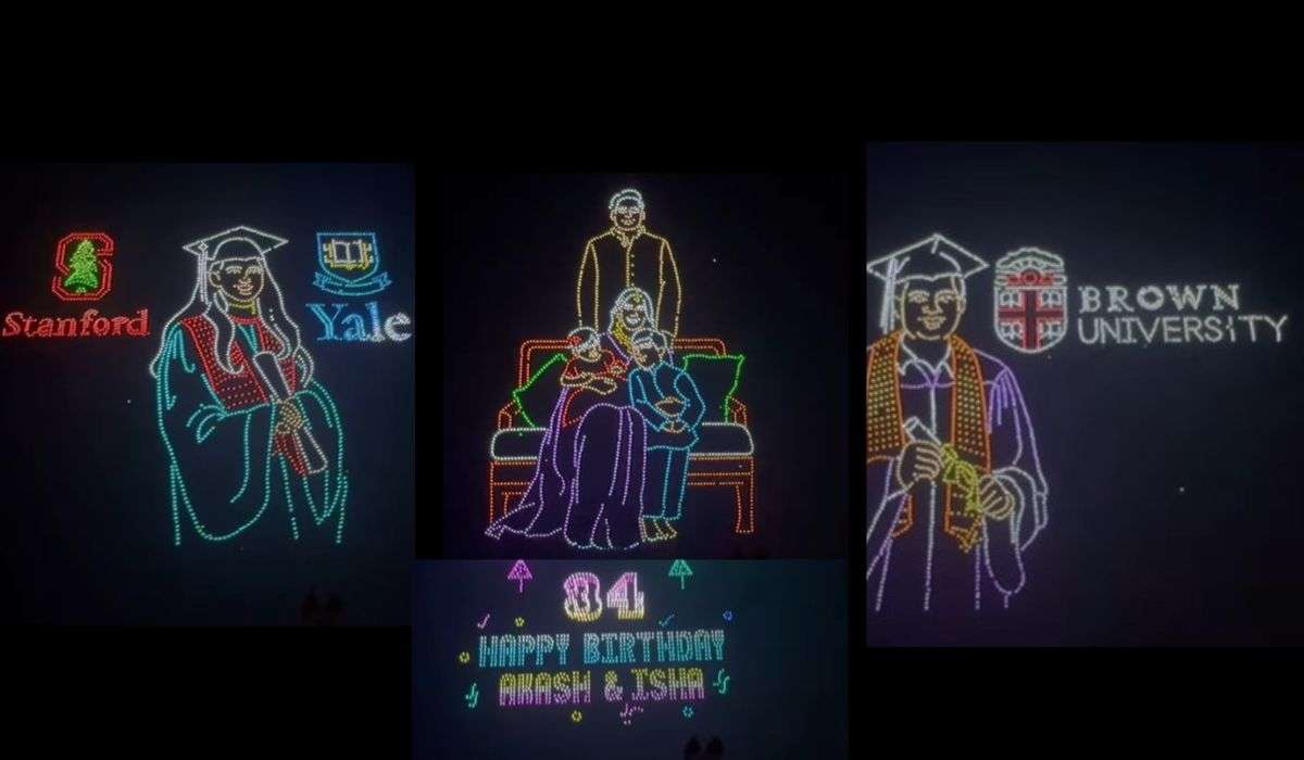 ईशा-आकाश अंबानी के बर्थडे पर रोशन हुआ जामनगर, ड्रोन शो ने पुरानी यादें की ताजा ईशा-आकाश अंबानी के बर्थडे पर रोशन हुआ जामनगर, ड्रोन शो ने पुरानी यादें की ताजा