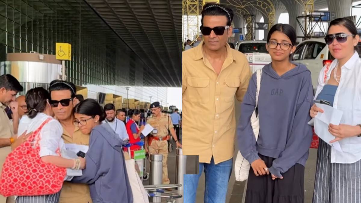 हेयरबैंड लगाए फैमिली को छोड़ने निकले मनोज बाजपेयी, बेटी पर टिकी लोगों की नजर