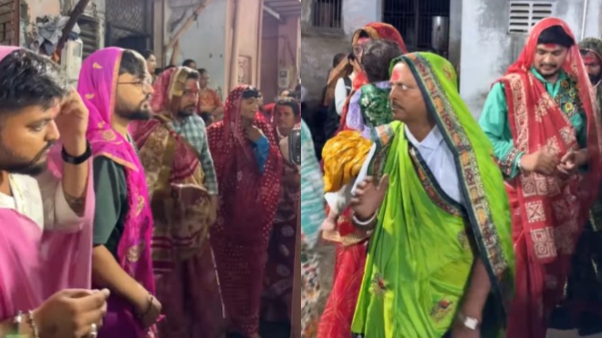 अहमदाबाद से अनोखा VIDEO आया सामने, पुरुषों ने साड़ी पहनकर किया गरबा; 200 साल पुरानी है कहानी