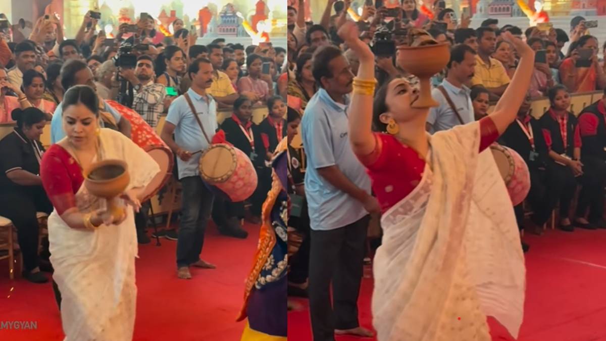 धुनुची डांस कर रही थीं सुमोना चक्रवर्ती, तभी हुआ कुछ ऐसा, घबरा गईं एक्ट्रेस