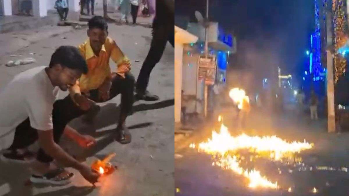 पट्रोल की थैली पर रखा पटाखा और लगा दी माचिस, मगर अगले ही पल आग की लपेटे में आ गया शख्स