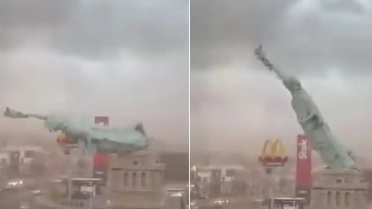 वीडियो : ब्राजील में तूफान का कहर, तिनके की तरह ढह गई फेमस ‘स्टैच्यू ऑफ लिबर्टी’