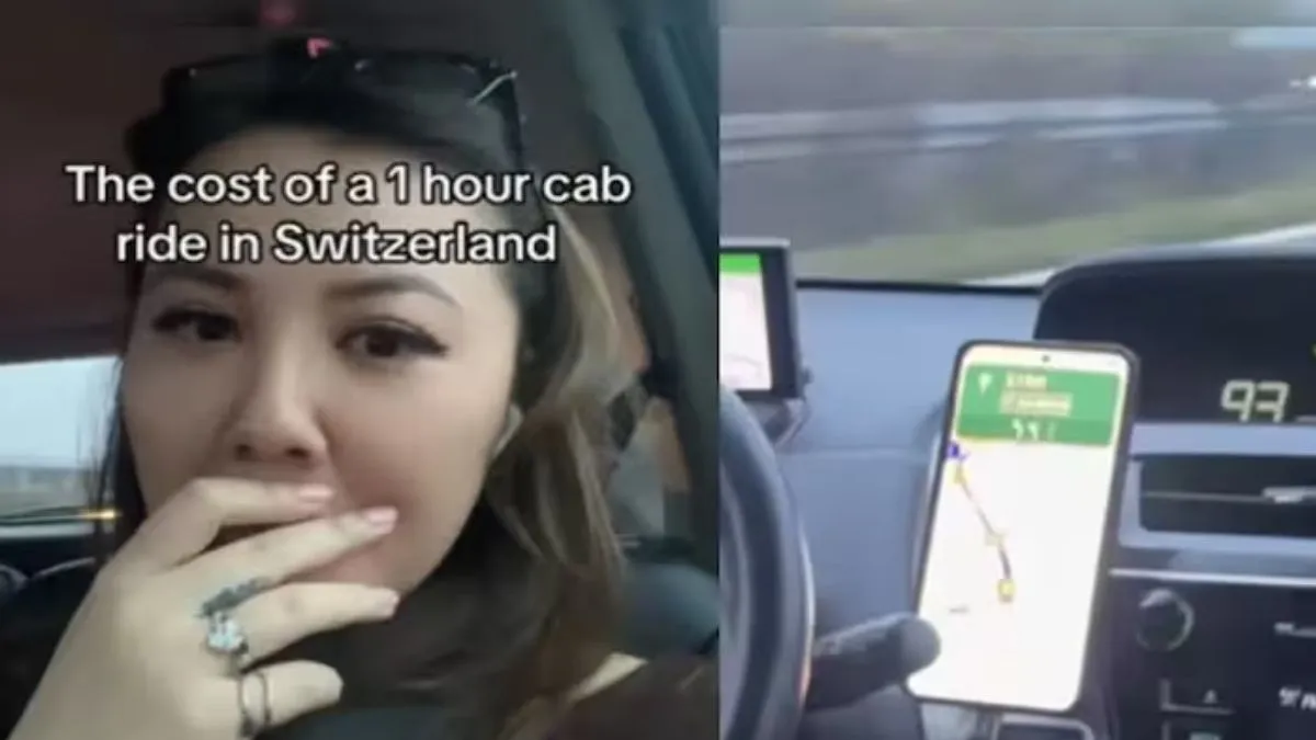 Video: एक घंटे की टैक्सी यात्रा के लिए चुकाया ₹30,000 किराया, अमेरिकी महिला का रिएक्शन वायरल American woman pays 30000, 30000 rs taxi ride, Switzerland, Viral Video, Viral News - India TV Hindi