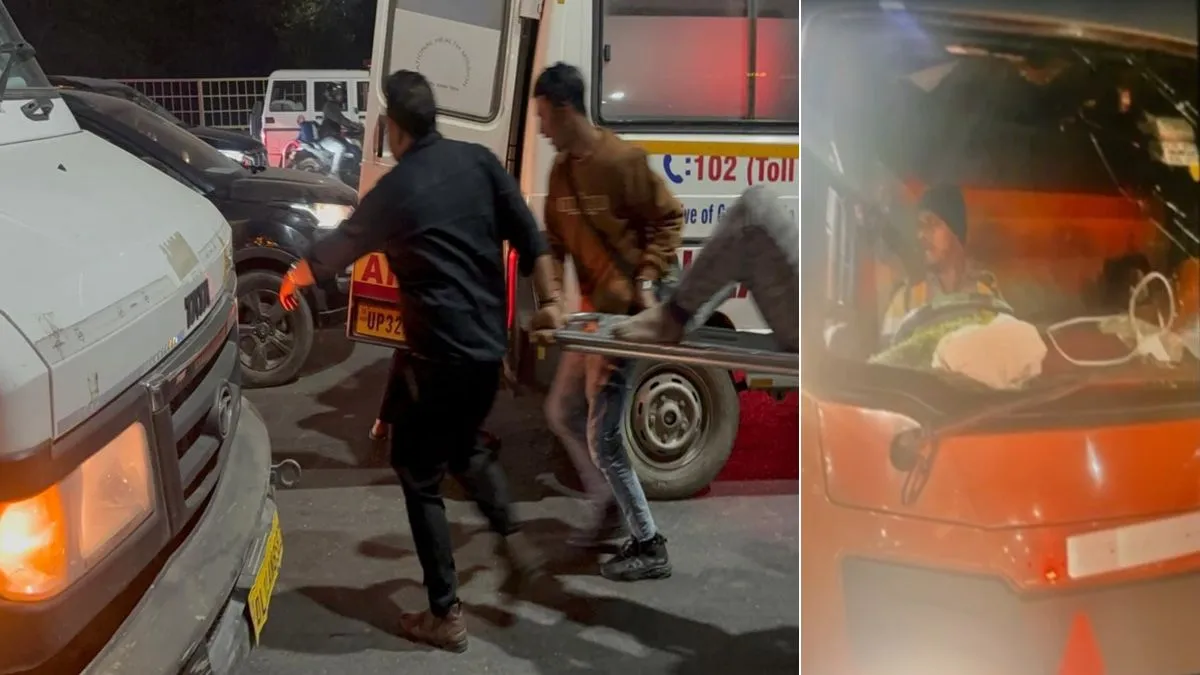 नोएडा सेक्टर 62 में डबल एक्सीडेंट, घायल ड्राइवर को बचाने आए लोगों को ट्रक ने रौंदा, कई फुट हवा में उछले noida accident- India TV Hindi