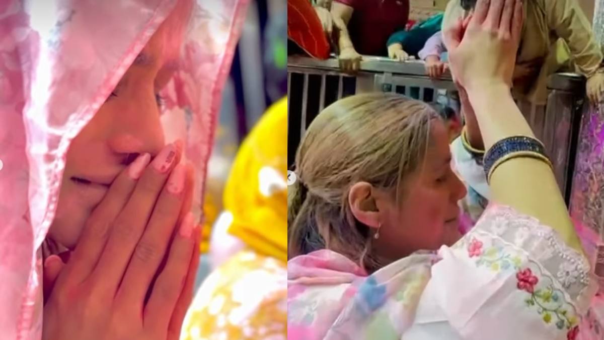 बांके बिहारी के दरबार में फूट-फूटकर रोईं पूनम पांडे, सादे लिबास में पहुंचीं वृंदावन