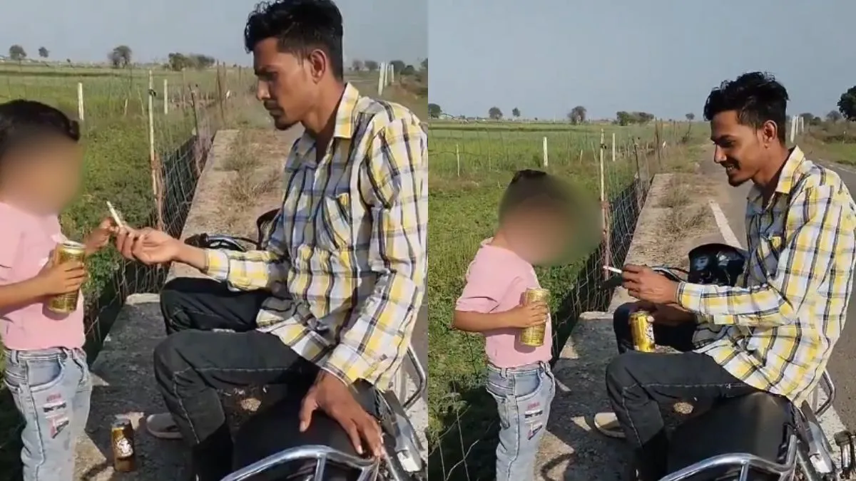 शख्स ने एक छोटे बच्चे को पिलाई सिगरेट, Video देख सातवें आसमान पर पहुंच जाएगा आपका गुस्सा वायरल वीडियो का स्क्रीनशॉट- India TV Hindi