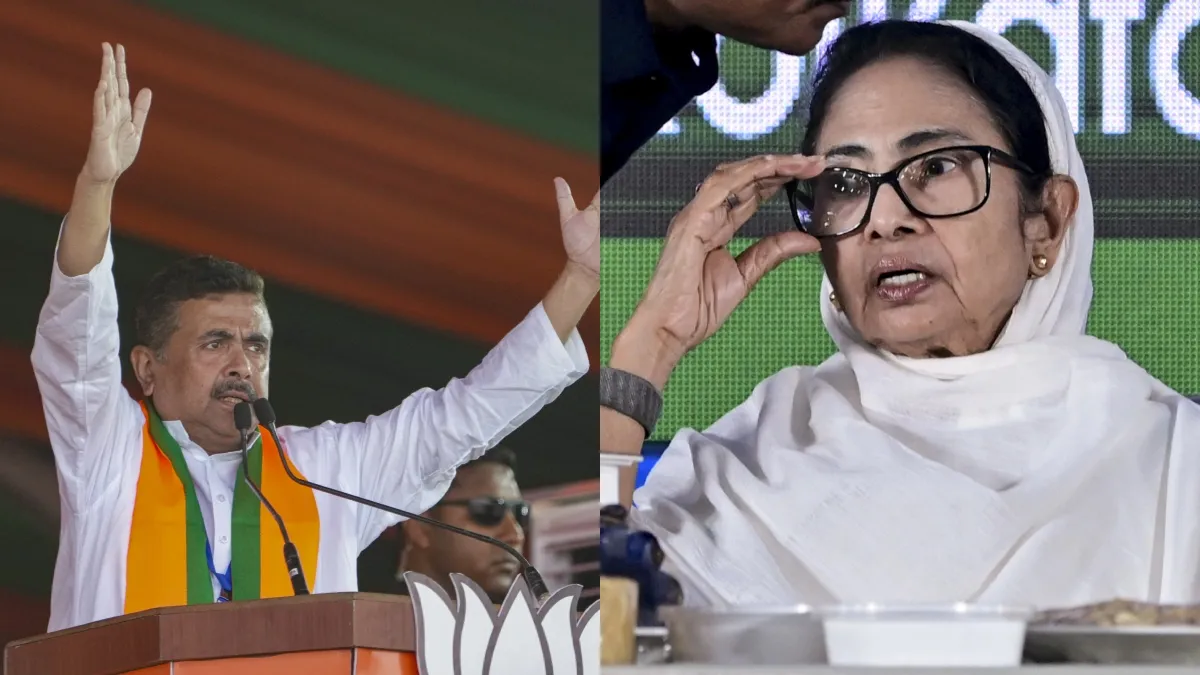 पश्चिम बंगाल चुनाव के लिए बीजेपी के 144 उम्मीदवारों की लिस्ट जारी, ममता के खिलाफ सुवेंदु अधिकारी को टिकट Suvendu adhikari and Mamata Banerjee- India TV Hindi