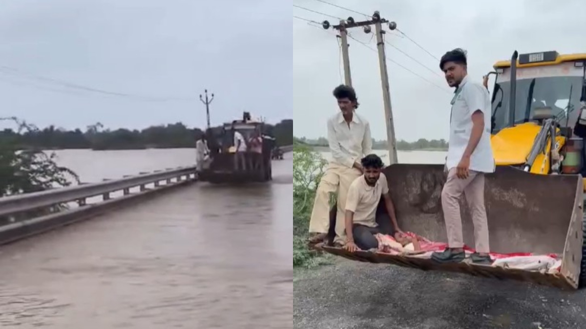 Video: बाढ़ का कहर! कार पार नहीं कर सकती थी तो मरीज को JCB के सहारे पहुंचाया गया एंबुलेंस तक