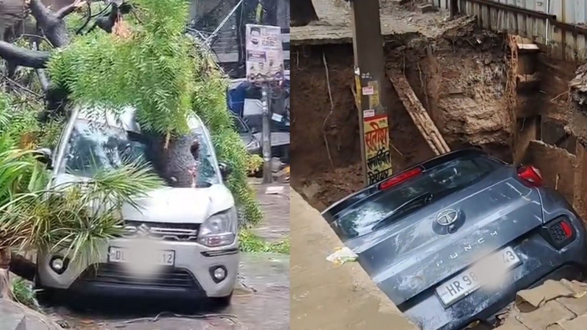 Delhi-NCR Rain Alert: बारिश का तांडव! कहीं पेड़ ने कार को किया चकनाचूर, कहीं सड़क धंसते ही गड्ढे में समा गई गाड़ी… Delhi-NCR Rain Alert: बारिश का तांडव! कहीं पेड़ ने कार को किया चकनाचूर, कहीं सड़क धंसते ही गड्ढे में समा गई गाड़ी…