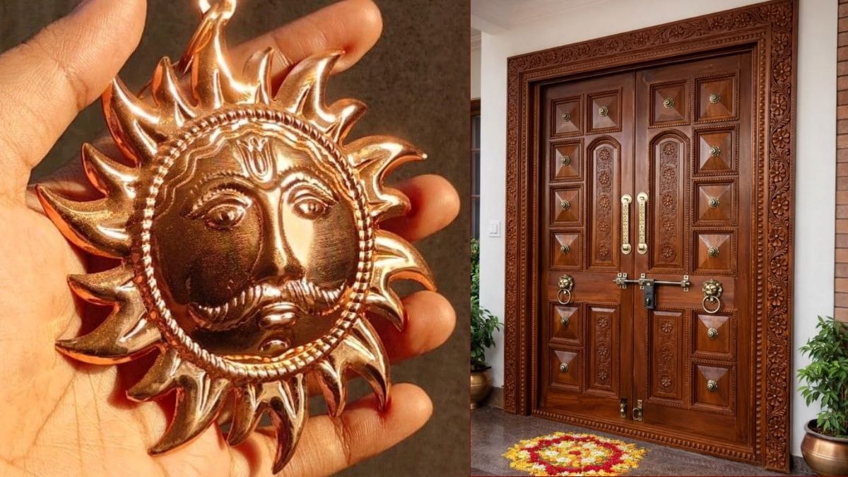 घर के मुख्य द्वार पर क्यों लगाते हैं तांबे का सूर्य? वास्तु में छिपा है इसका रहस्य, जानिए नियम और फायदे घर के मुख्य द्वार पर क्यों लगाते हैं तांबे का सूर्य? वास्तु में छिपा है इसका रहस्य, जानिए नियम और फायदे