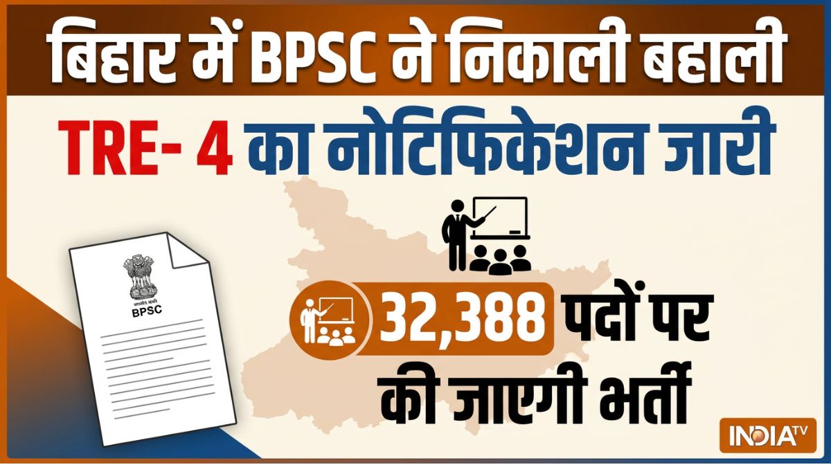 बिहार से बड़ी खबर, शिक्षक भर्ती परीक्षा- 4 का नोटिफिकेशन जारी, BPSC ने 32,388 पदों के लिए भर्ती निकाली