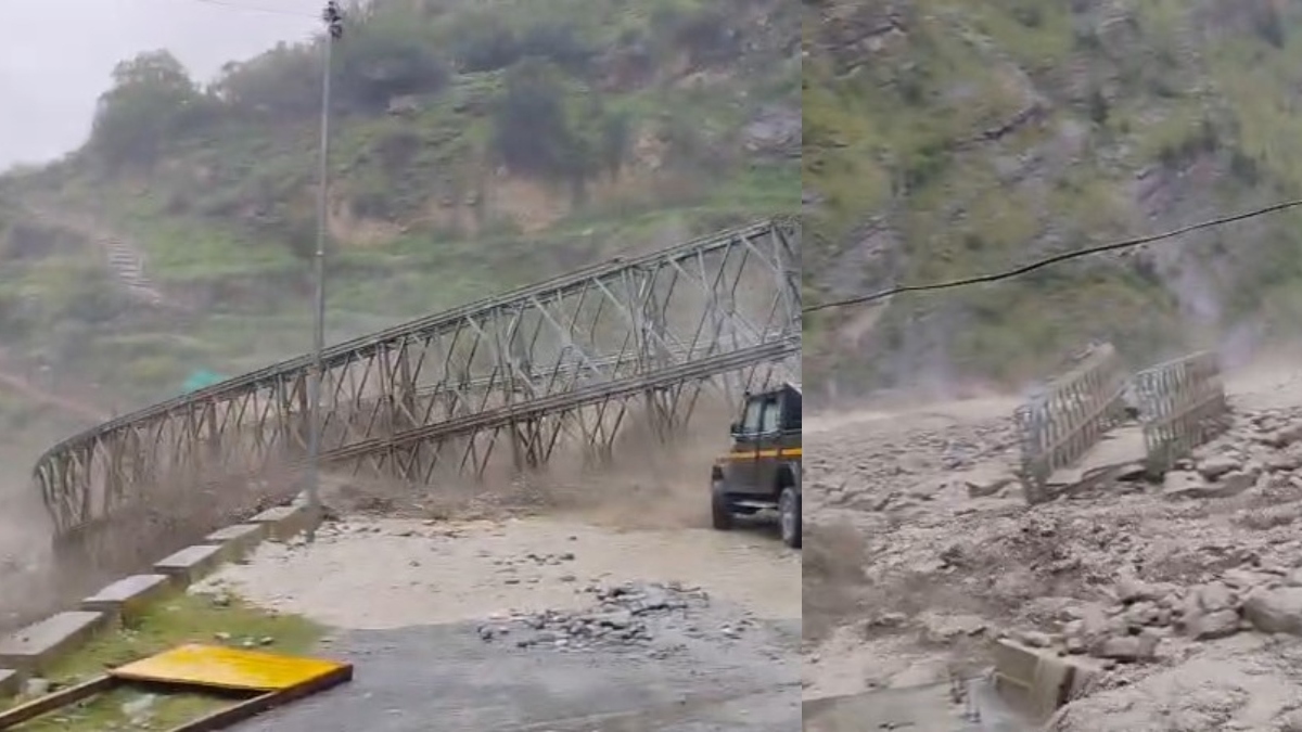 उफनती नदी ने छीना रास्ता, तेज बहाव में बहा ब्रिज; नीती घाटी का संपर्क टूटा, VIDEO