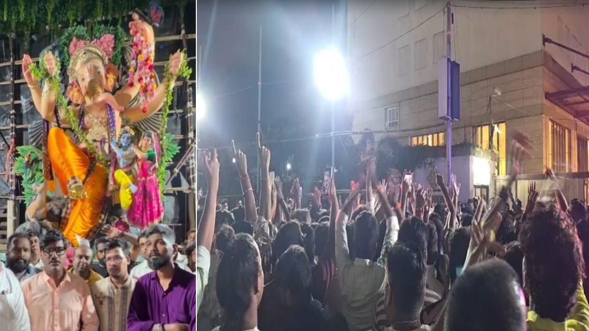 मुंबई में गणपति आगमन यात्रा के दौरान बवाल, प्रतिमा पर अंडे फेंकने का आरोप, भीड़ ने घेरा इलाका