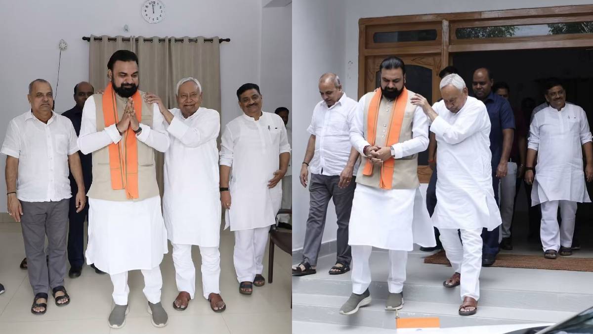 सीएम सम्राट चौधरी ने की नीतीश कुमार से मुलाकात, कंधे पर रखा हाथ तो सीएम ने जोड़ लिए हाथ