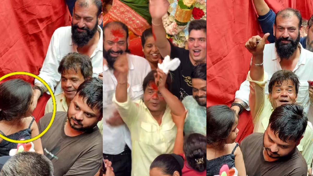 Rajpal Yadav reached Lalbaugcha Raja’s darshan, left VIP entry and stood among the common devotees, had fun with the little girl.