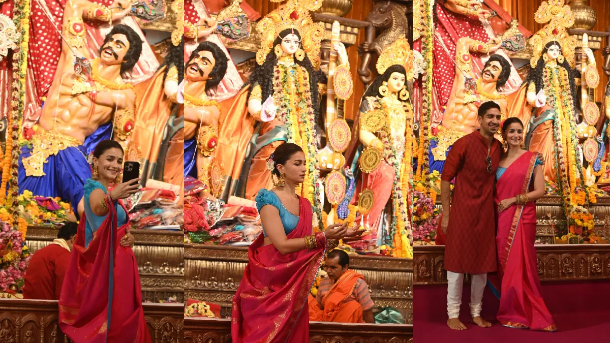 फिल्ममेकर अयान मुखर्जी भी उनके साथ पंडाल में दर्शन और पूजा-अर्चना करते नजर आए। आलिया का यह लुक इसलिए भी खास है, क्योंकि उनकी साड़ी और ब्लाउज में भारतीय शिल्पकला और धार्मिक प्रतीकों का खूबसूरत मेल देखने को मिला। दुर्गा पूजा के लिए आलिया भट्ट ने चमकदार फ्यूशिया पिंक रंग की साड़ी चुनी। साड़ी का रेशमी टेक्सचर और किनारों पर बनी सुनहरी गोटा पट्टी इसे खास बना रही थी।