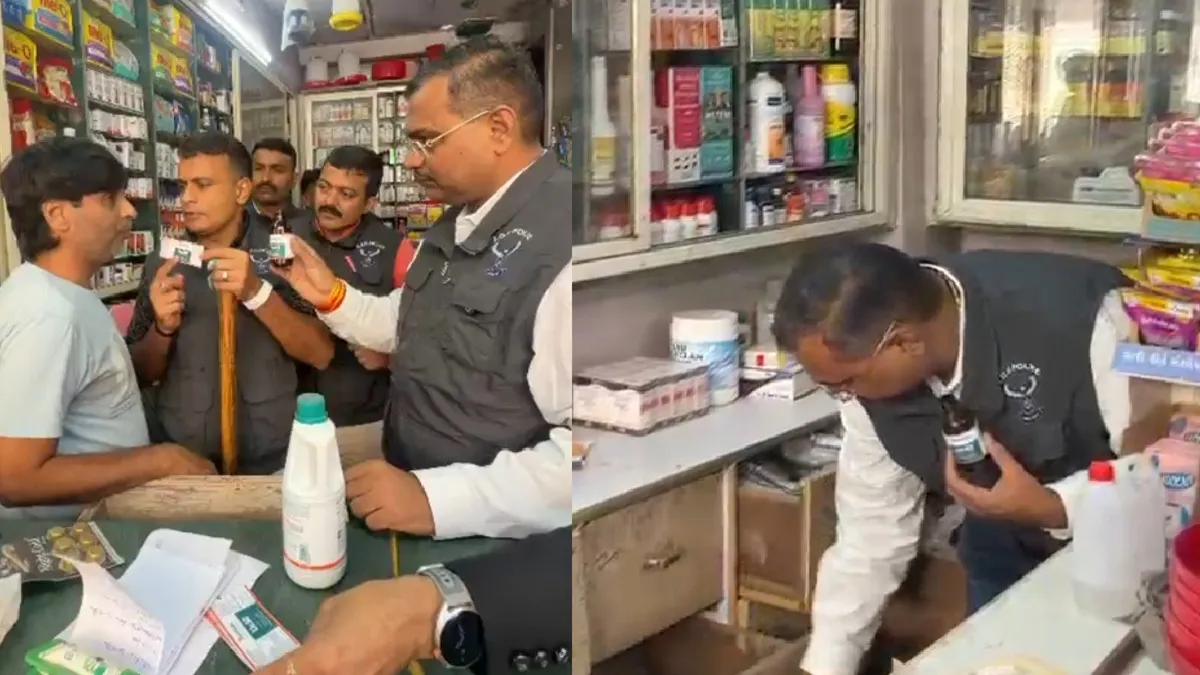 VIDEO: सूरत में गंदा खेल, बच्चों की दवा के नाम पर बेच रहे थे घोड़ों, गायों, भैंसों और बैलों वाला लिवर टॉनिक, 4 गिरफ्तार मेडिकल स्टोर पर छापेमारी- India TV Hindi