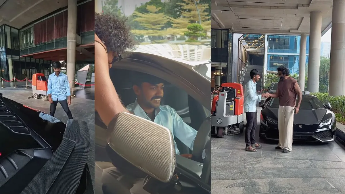 लेम्बोर्गिनी की तारीफ करते जिम क्लीनर को शख्स ने थमाई चाभी, फिर जो कहा वो दिल छू लेगा; Video हो रहा वायरल Lamborghini video, Lamborghini video viral, gym cleaner Lamborghini video, Lamborghini video trendin- India TV Hindi