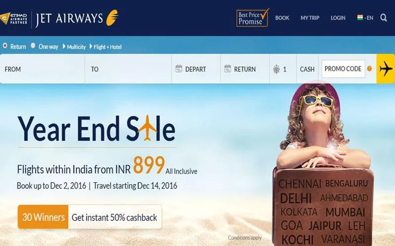 Year-end Sale: जेट एयरवेज ने पेश किया सबसे सस्‍ता हवाई किराया, सिर्फ 899 रुपए में देश में कर सकते हैं यात्रा- India TV Paisa