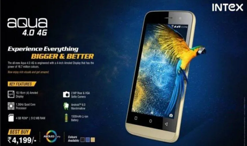 इंटेक्स ने लॉन्च किया एक्वा 4.0 स्मार्टफोन, 4जी फोन की कीमत सिर्फ 4,199 रुपए- India TV Paisa