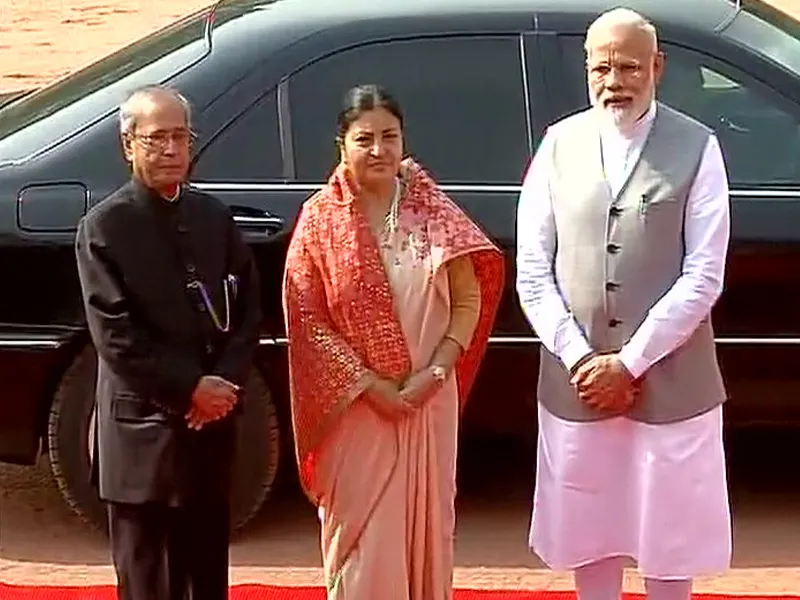 pm modi and pranav mukhrjee with nepal president- India TV Hindi
