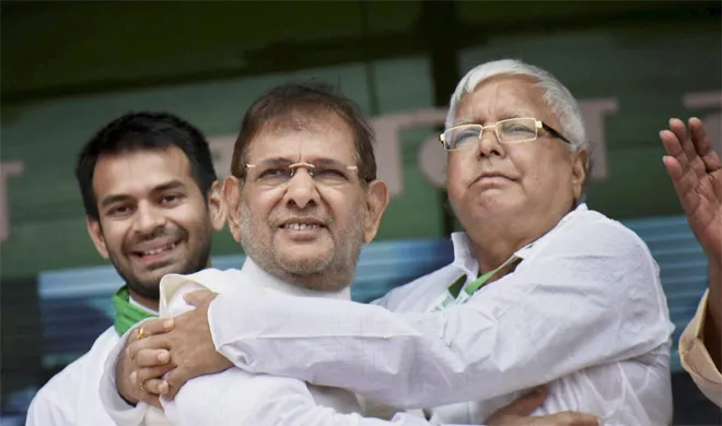 Tej Pratap Yadav, Sharad Yadav and Lalu Yadav | PTI Photo- India TV Hindi