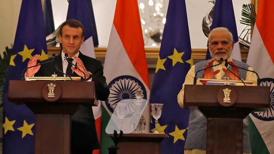 PM Modi with French President Macron- India TV Paisa