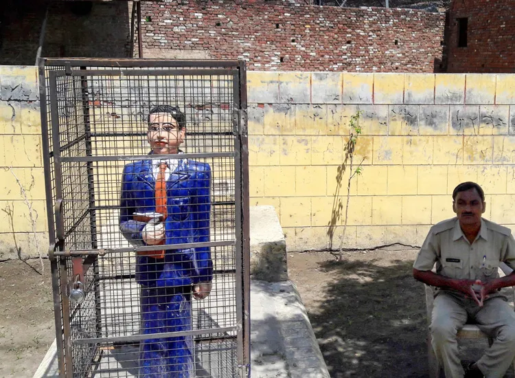 Badaun statue of Bhimrao Ambedkar locked in an iron cage- India TV Hindi