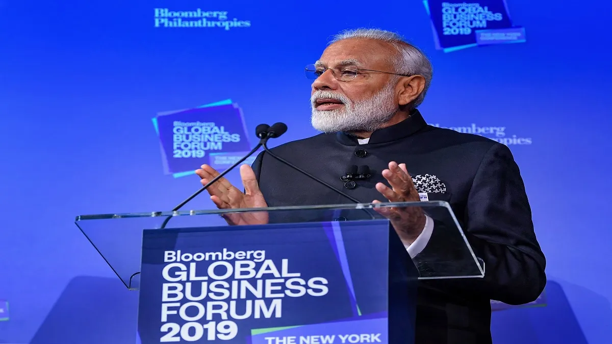 Prime Minister Narendra Modi speaks at Bloomberg Global Business Forum in New York on Wednesday- India TV Paisa