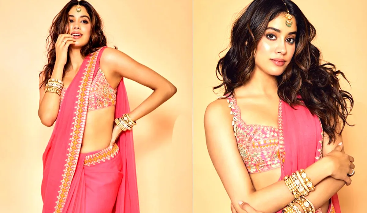 janhvi kapoor pink saree traditional look- India TV Hindi